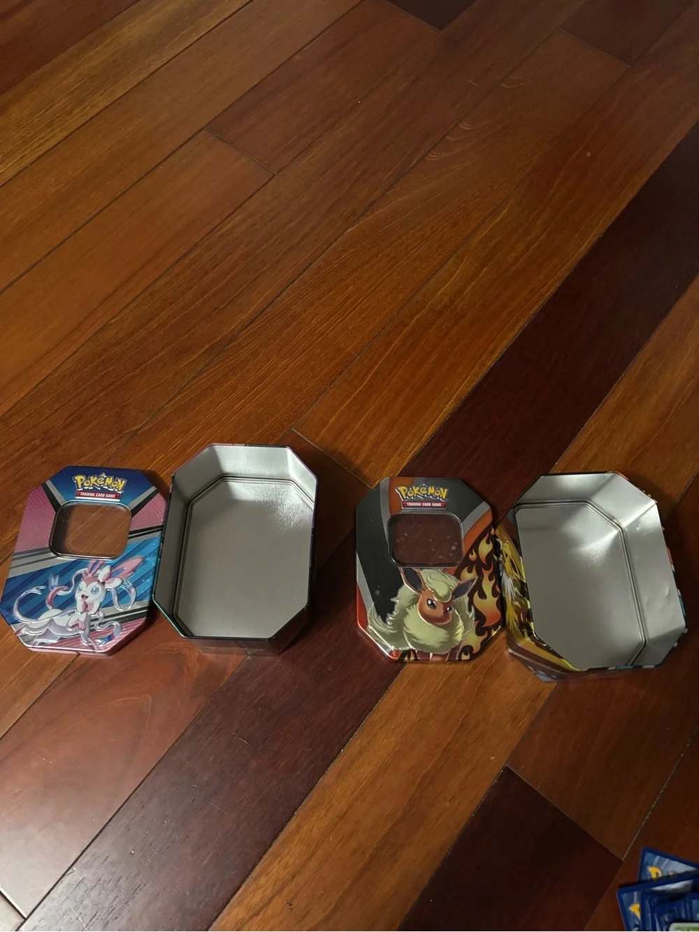 Pokémon Trading Card Tins (2) with Assorted Cards - Blue & Yellow